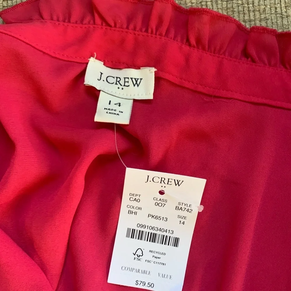 J Crew pink long sleeve blouse